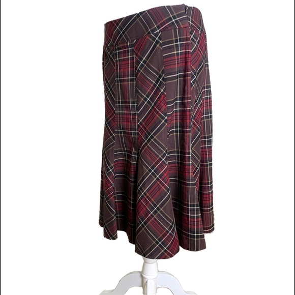 Kenar Tartan Skirt 10 Dark Academia Fluted Hemline Plaid - Picture 3 of 6